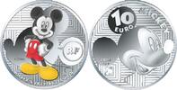 Frankreich 10 Euro<br> 19,98g<br> fein<br> 37 mm Ø Mickey Mouse i.Wandel d. Zeit, inkl. Kapsel & Etui & Zertifikat Nr. <b>777</b> -