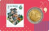 2,00 & 1,00 Euro Briefmarke 2019 San Marino Coincard, 2019 * mit 2 Euro Kursmünze & 1,00 Euro Briefmarke, Nr. 4 stglim  Coincard