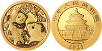 China 10 Yuan,<br>1,g <br>fein<br>10 mm Ø Panda-Bären, 1 Gramm fein, 999 Gold -