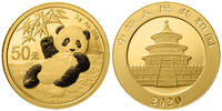 China 50 Yuan,<br>3,00g <br>fein<br>18 mm Ø Panda-Bären, 3 Gramm fein, 999 Gold -