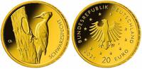 Deutschland 20 Euro<br> 3,89g<br> fein<br> 17,5 mm Ø Heimische Vögel, Schwarzspecht <br> <b> Prägestätte D</b> / <b>lieferbar !!!</b> -