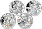 Peking - China 5 Yuan x <br> 4 Münzen <br> <b>60 Gramm</b> Winter Oly. Peking 2022, <b> 5/8 - 8/8</b> <b>2.Serie komplett (4) mit Etui </b> -