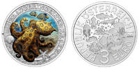 Österreich III.Serie 3 Euro Leuchtende Meereswelten - Blaugeringelter Krake, <b>01/12</b> Ausgaben,<b> -