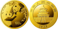 China 100 Yuan,<br>8,00g<br> fein<br>22 mm Ø Panda-Bären, 8 Gramm fein, 999 Gold -