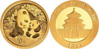 China 10 Yuan,<br>1,00g <br>fein<br>10 mm Ø Panda-Bären, 1 Gramm fein, 999 Gold -