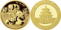 China 100 Yuan,<br>8,00g<br> fein<br>22 mm Ø Panda-Bären, 8 Gramm fein, 999 Gold -