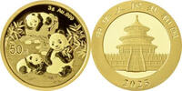 China 50 Yuan,<br>3,00g <br>fein<br>18 mm Ø Panda-Bären, 3 Gramm fein, 999 Gold -