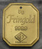 Deutschland - Frankfurt/Main 5 Gramm fein <br> <b>-geprägt- </b> Goldbarren Degussa Feingold 999,9 <b>-alter Anhängergoldbarren-8eckig - -