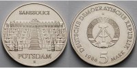 Deutschland, DDR 5 Mark Schloß Sanssouci, Ku.-Ni.,<b>-Archivbild-</b> Picture