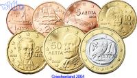 Griechenland 1 Cent -1 Euro, 1.88 Kursmünzen, Satz 2004 * <b>ohne 2 Euro,</b> 7 Münzen -