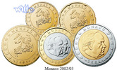 Monaco 10 Cent -2 Euro, 3,80 Kursmünzen, Satz 2003 -