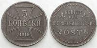 Besetzte Gebiete im 1. Weltkrieg 1914-18 3 Kopeke Gebiet des Oberbefehlshabers Ost, leicht korrodiert, -Archivbild- Picture