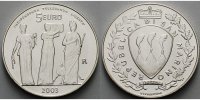 San Marino 5 Euro Unabhängigkeit Toleranz + Freiheit, Drei Grazien, <b>aus KMS</b> -