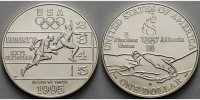 USA 1 $ Oly Sommer Atlanta 3.Leichtathl., 2 Läufer im Ziel, in Kapsel inkl. Etui & Zerti -
