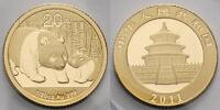 China 20 Yuan,<br>1,55g <br>fein Panda-Bären, 1/20 oz, 999 Gold -