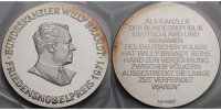 Deutschland 50,29g fein<br>50mm Ø Medaille Bundeskanzler Willy Brandt, Friedensnobelpreis 1971,orig. eingeschweißt Picture
