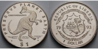 Liberia 1 Dollar, 28,33g roh, 38 mm Ø Liberia, Corythosaurus, Preserve Planet Earth, -