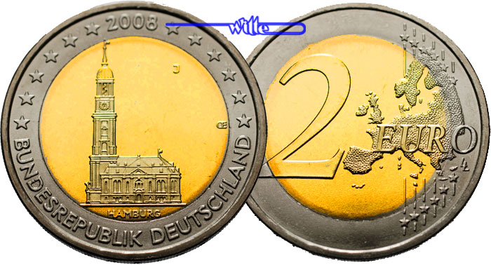 Deutschland 2. Германия 2 евро 2008 j.