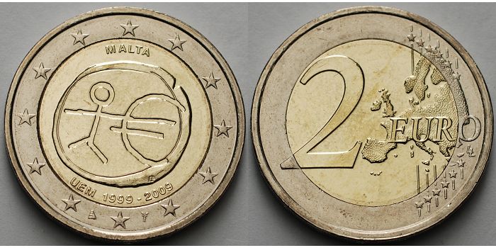 Malta 2 Euro 2009 10 Jahre EuropÃ¤ische Wirtschafts- u