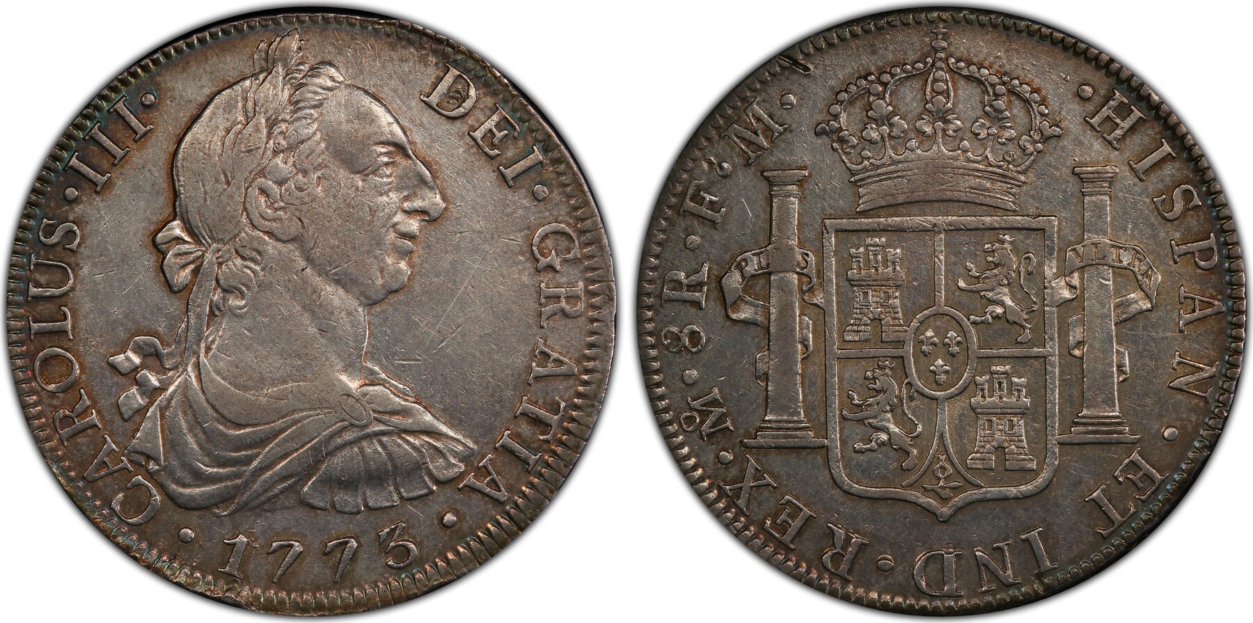 Mexico - USA 8 reales 1773 FM XM SCARCE year Carlos III &quot