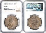 Norway 1827/6 Carl XIV Johan Silver Speciedaler NGC AU-50 Scarce Type & Overdate