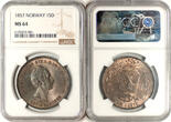 Norway 1857 Oscar I Silver Speciedaler NGC MS-64 TOP POP!!