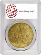 Romania 50 Lei 1906 King Carol I, 40th Anniversary of reign Brussels Mint PCGS - AU Dtls
