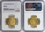 Spain 1792 M-MF Charles IV Gold 4 Escudos NGC MS-62 Outstanding Eye Appeal !!