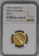 20F 1927V Albania 20 Franga Ari Skanderbeg 1927 Vienna Mint Brilliant CHOICE UNC Low Mint NGC MS 65