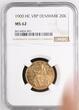 DENMARK 20K 1900 HC VBP Christian IX GOLD 20 Kroner One Year Issue NGC MS 62