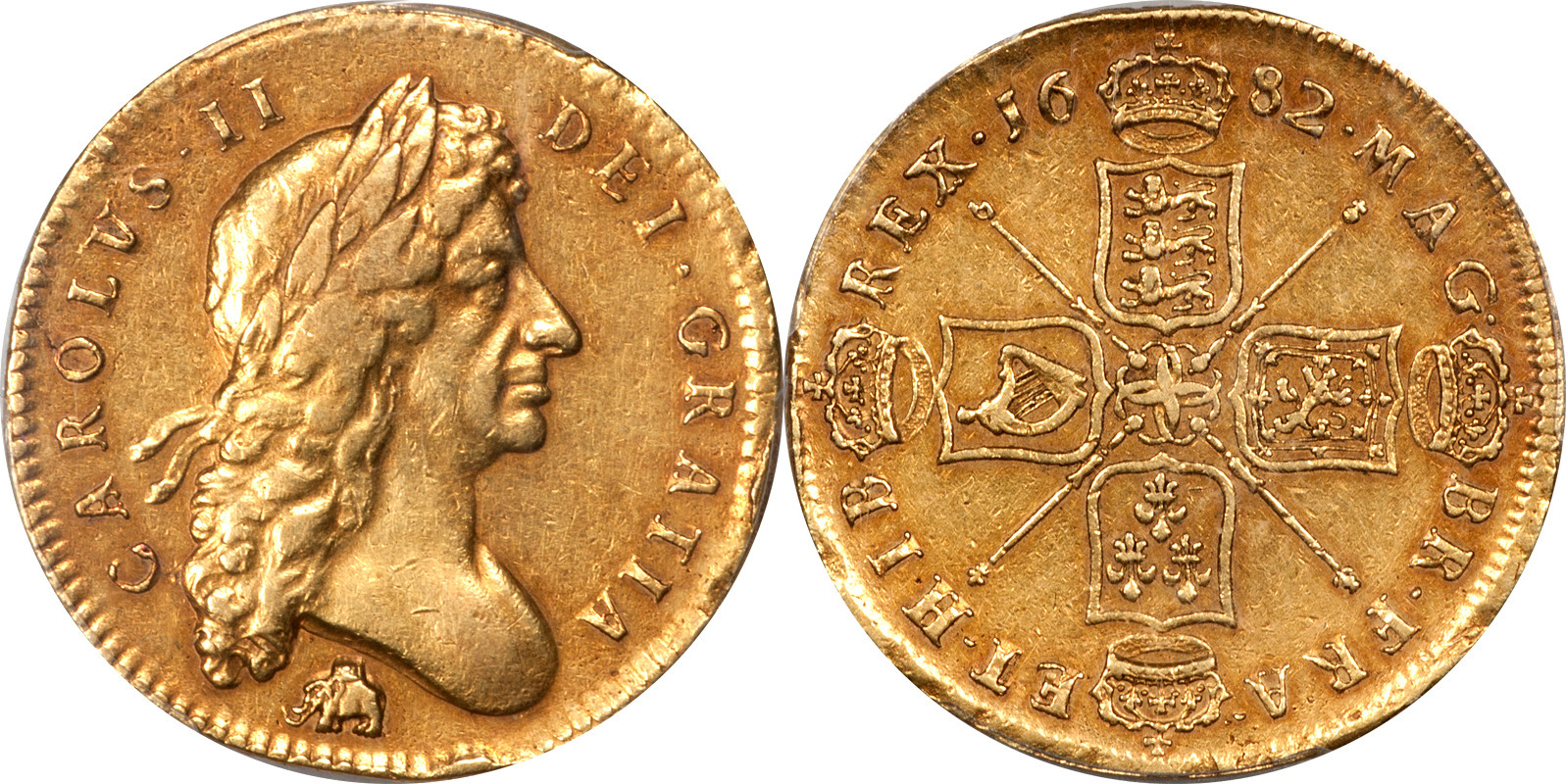 Great Britain 1682 Charles II Gold Elephant & Castle 5 Guineas