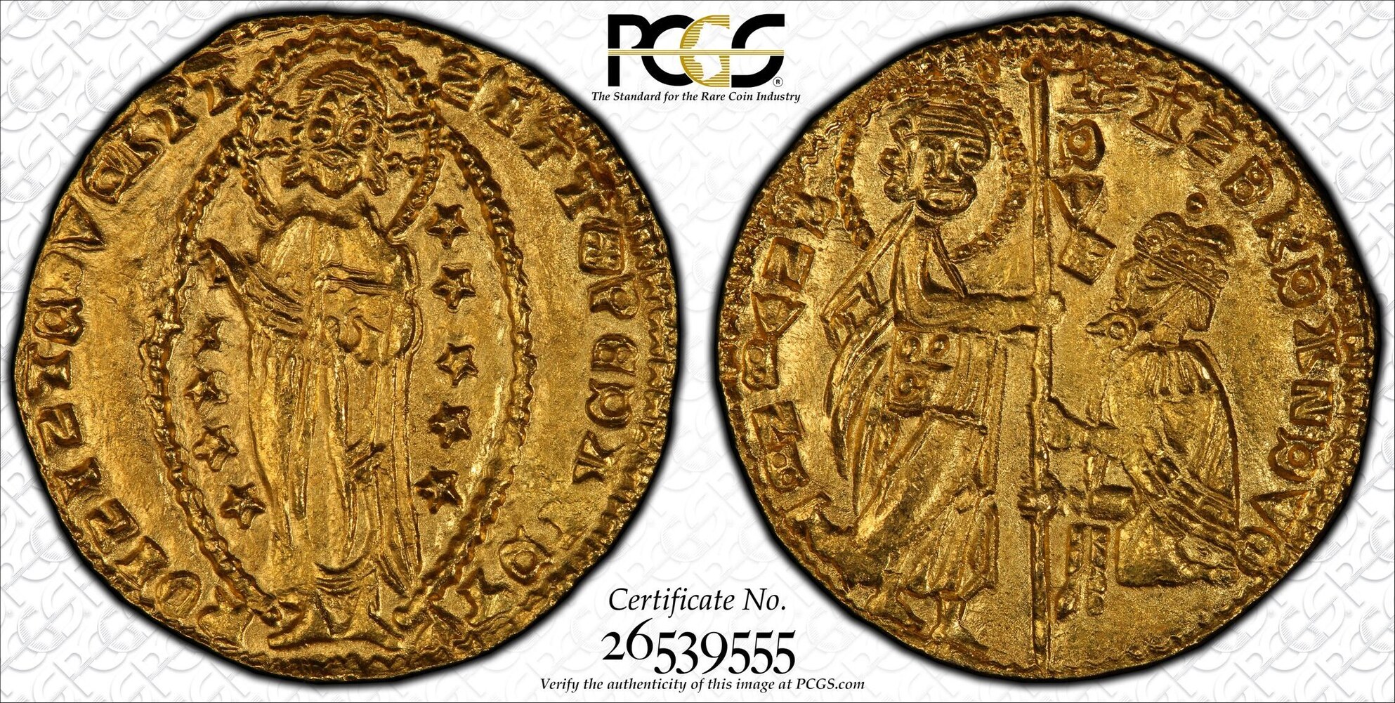 1346-1364年 イタリアアカイア公国ゼッキーノ金貨 PCGS鑑定 1346-1364