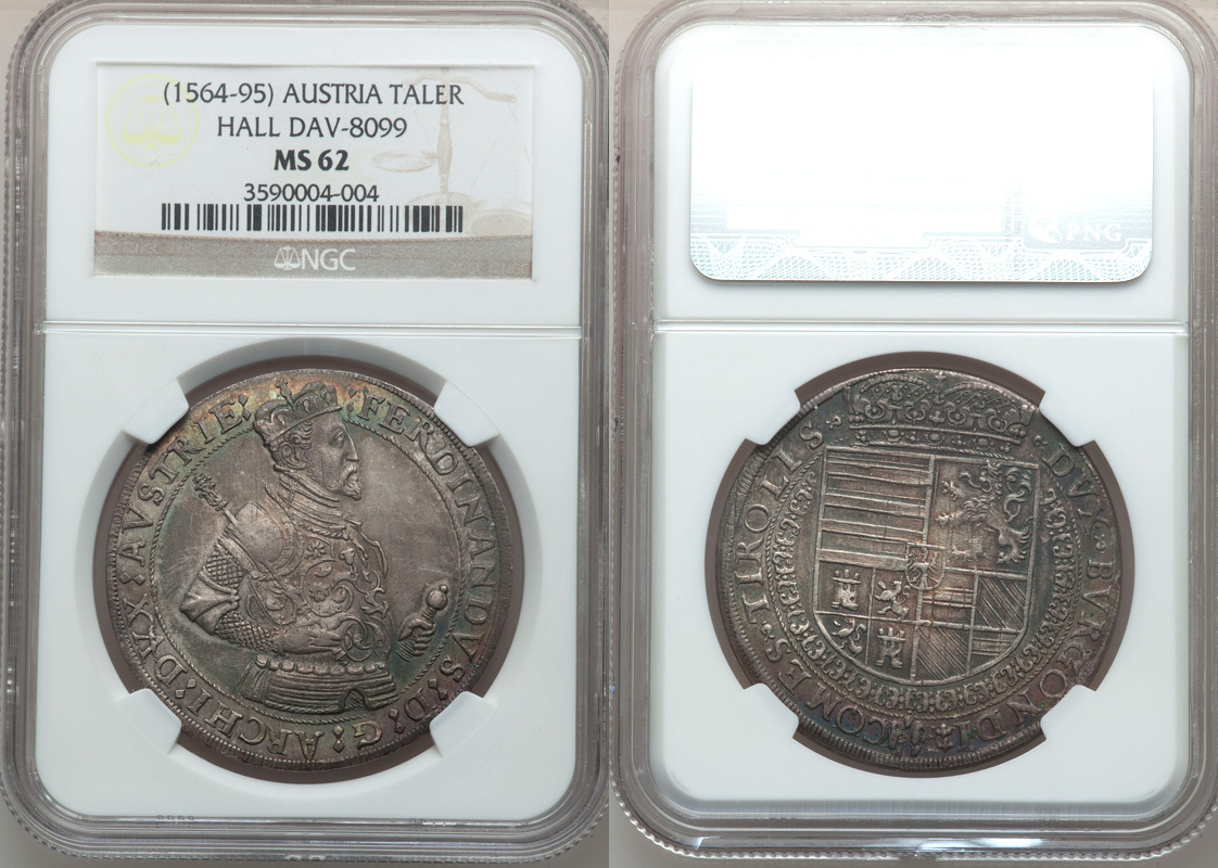 Thaler Austria Archduke Ferdinand Taler/Taler (1564-1595) Hall Mint NGC ...