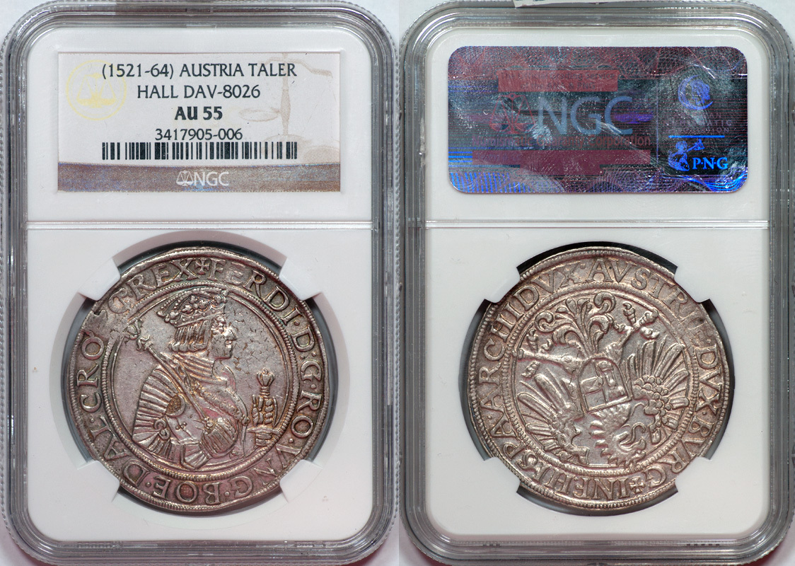 Austria Ferdinand I (1521-1564) Silver Thaler / Taler NGC AU-55 AU
