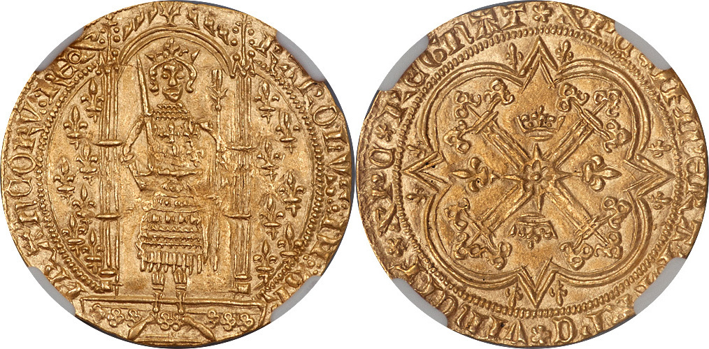 France Charles V (1364-1380) Gold Franc a Pied NGC MS-62 MS 62 | MA-Shops