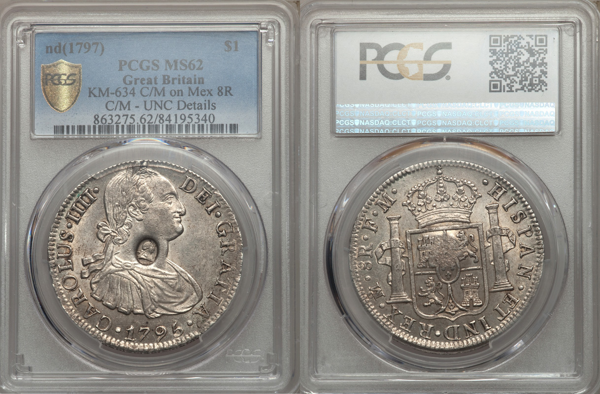 Great Britain 1797 George III Counterstamped Bank Dollar on 1795