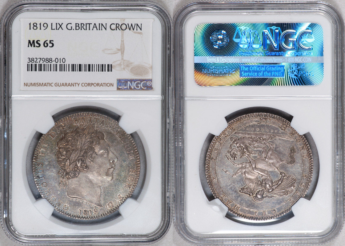 Great Britain 1819 George III Silver Prooflike Crown NGC MS-65