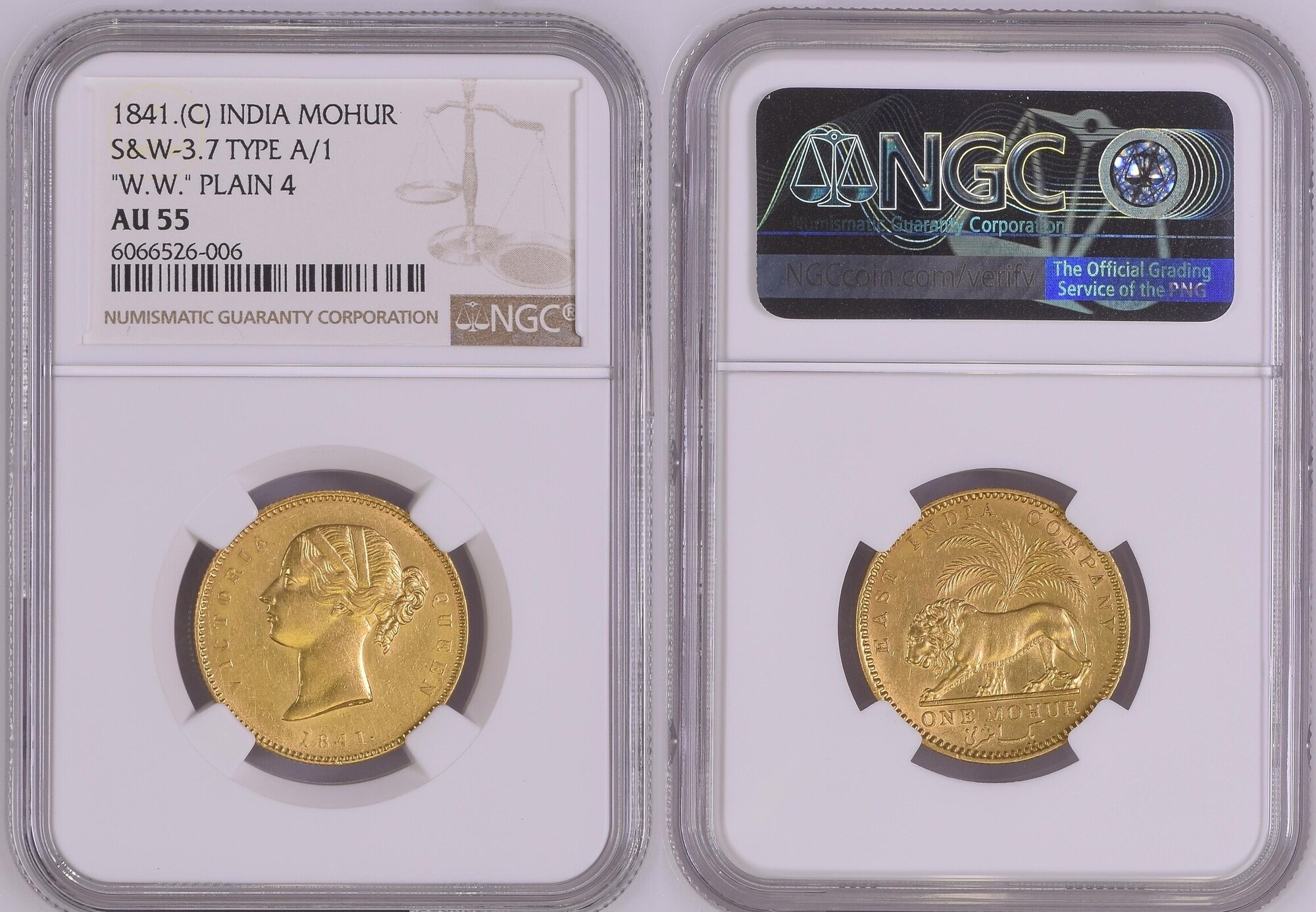 INDIA 1841 C Queen Victoria Gold Mohur RARE AUNC NGC AU 55 MA Shops india-1841-c-queen-victoria-gold-mohur-rare-aunc-ngc-au-55-ma-shops