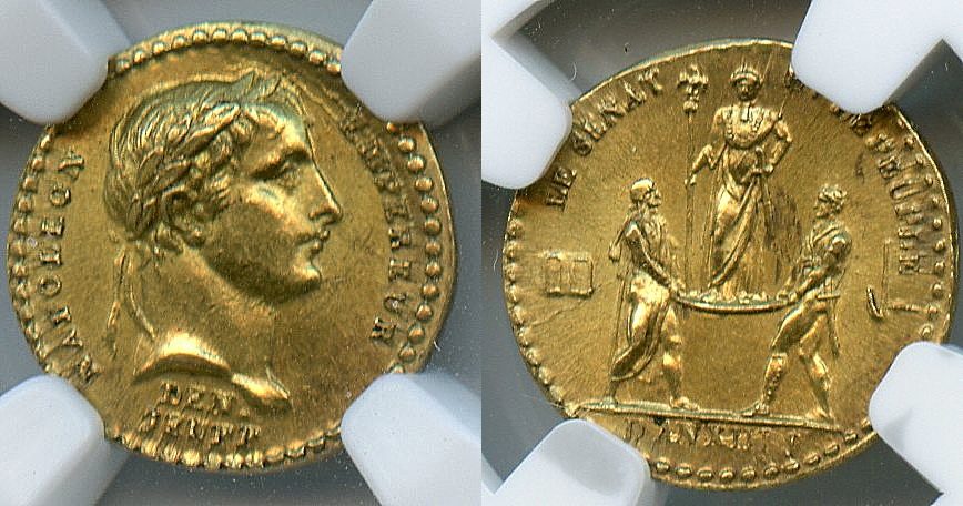 RARE France,GOLD Coronation Medal NAPOLEON I,1804 NGC MS-64 TOP