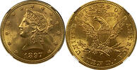USA $10 EAGLE United States $10 1897 RARE NGC MS 65