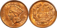 United States  1854 Indian Princess Gold $3 Three Dollars PCGS MS-62