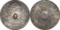 Great Britain (1797) George III Silver Half Crown C/M on 1794 4 Reales NGC AU-55