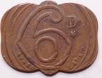 World 6 Pence token 19th-20th century EF
