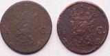 Nederland, Koninkrijk, lot 2x 1/2 cent 1822 Brussel and 1822 Utr Koning Willem I