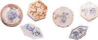 Thailand, Siam (lot) 3 porcelain tokens -