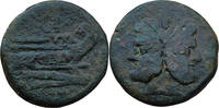 Roman Republique - Anonym as Roman Republic as anonymous Janus and galley prow Crawford 56/2 bronze mark of value I ROMA -
