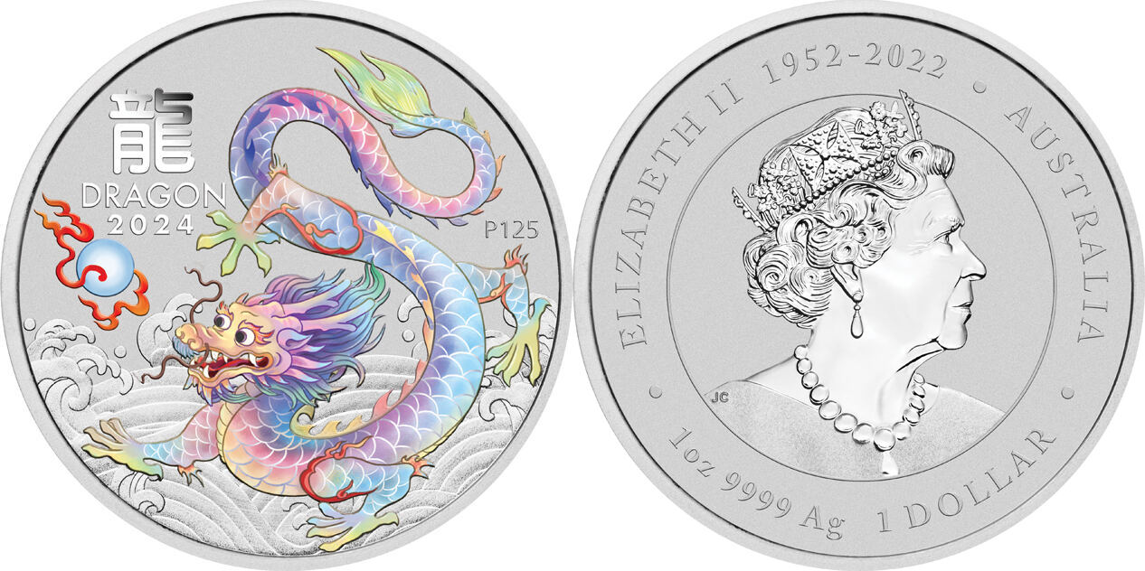 Australien 1 2024 1 oz Silver Coin Lunar III White Dragon