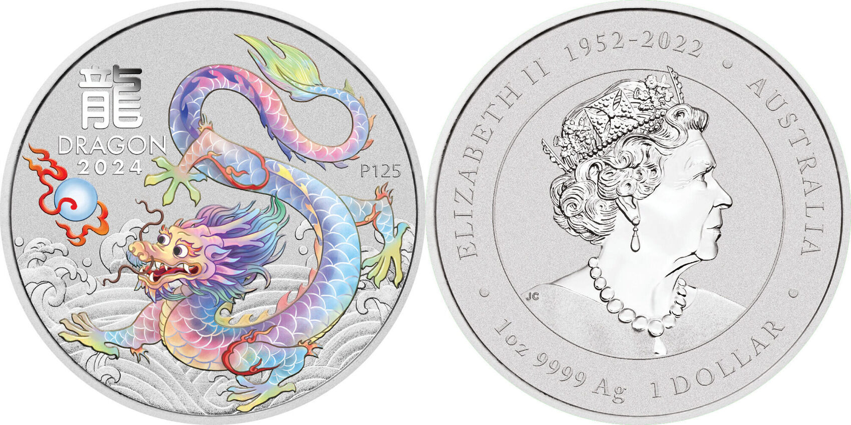 Australien 1$ 2024 1 oz Silver Coin Lunar III - White Dragon 