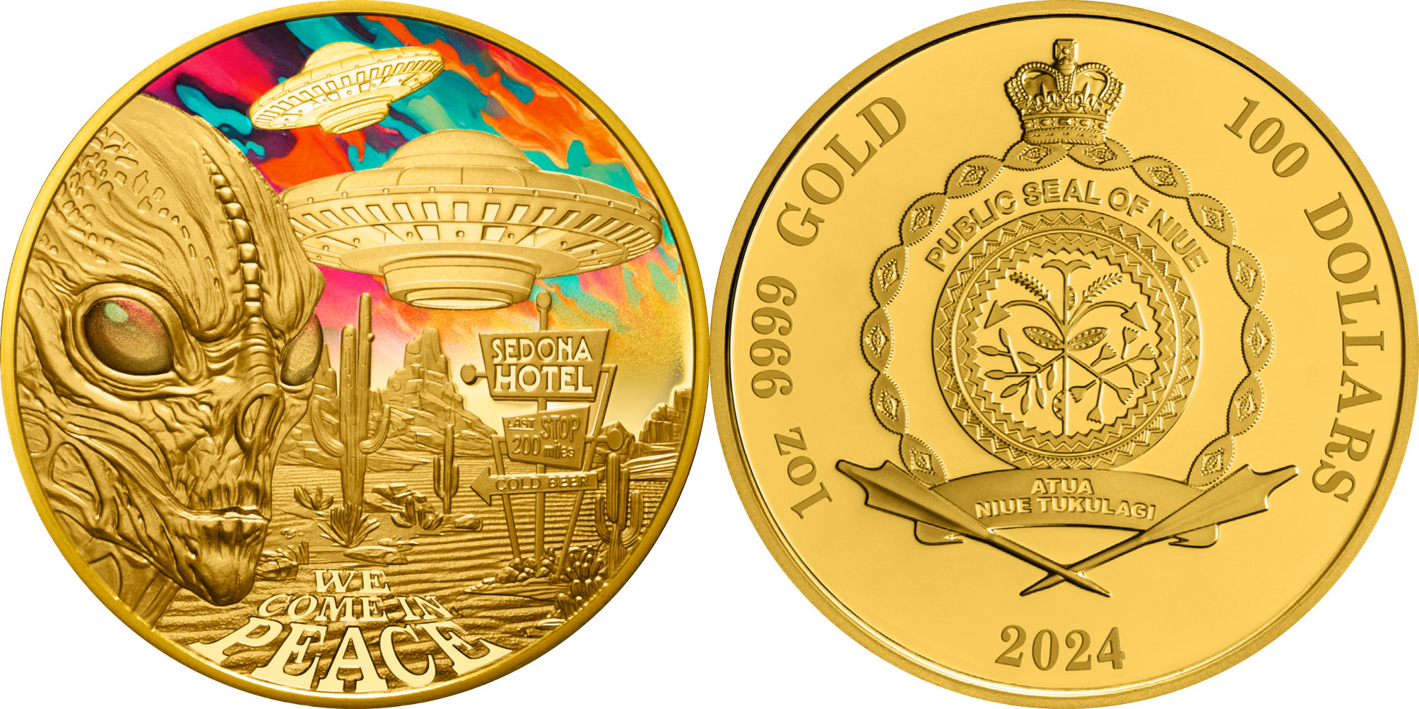 Niue 100$ 2024 1 oz Gold Coin Alien Encounters Proof | MA-Shops