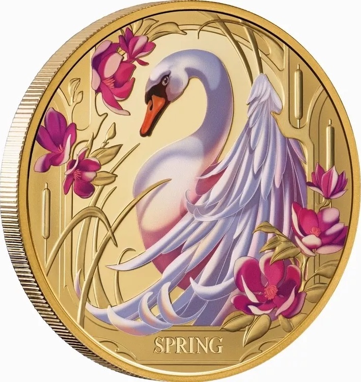 Niue 100$ 2024 1 oz Gold Coin Seasons - Spring Swan Proof
